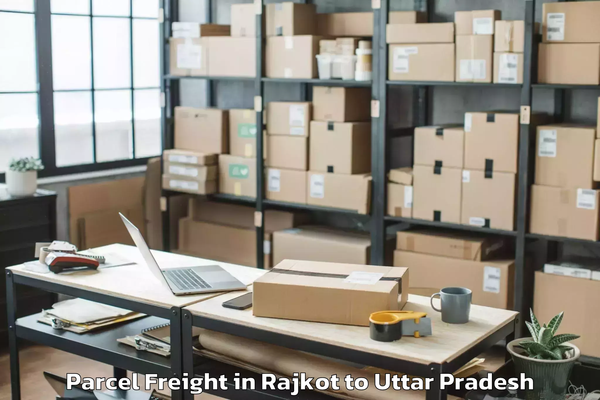 Affordable Rajkot to Mangalayatan University Aligar Parcel Freight